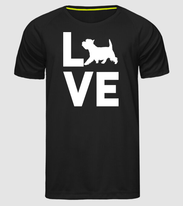 LOVE Westie model negru pe tricou
