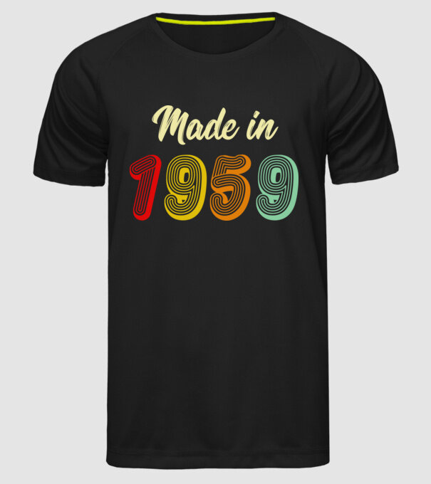 made in 1959 retro model negru pe tricou