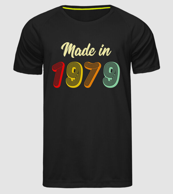 made in 1979 retro model negru pe tricou