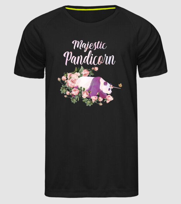 Majestic pandicorn model negru pe tricou