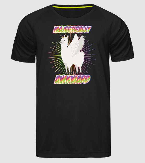 Majestically Awkward model negru pe tricou