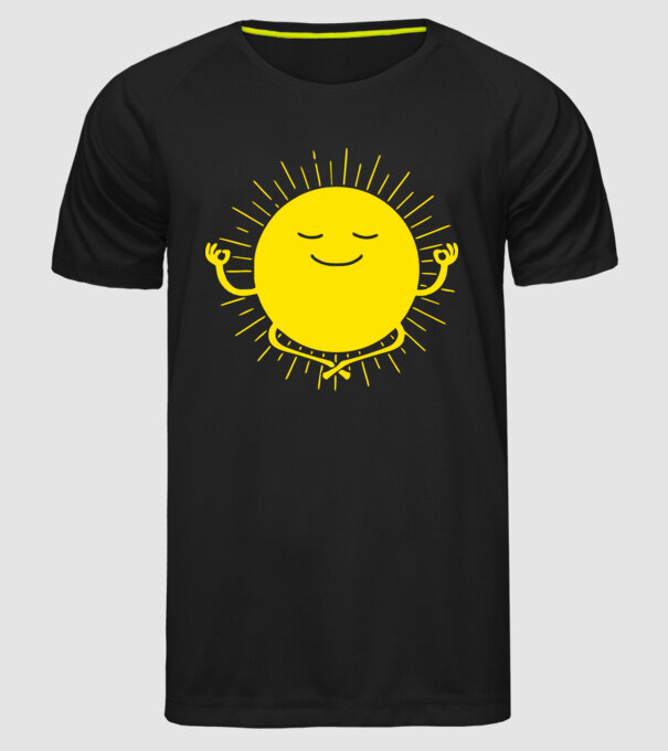 Soare meditând model negru pe tricou