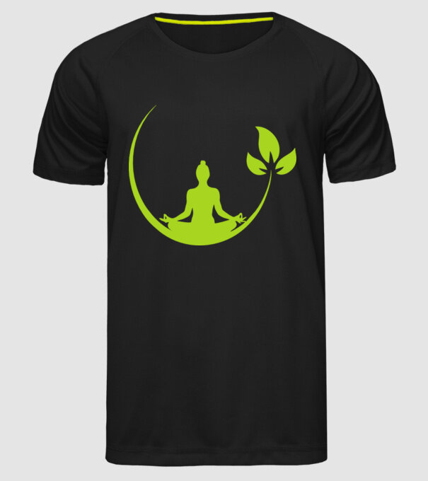 meditation leaf model negru pe tricou