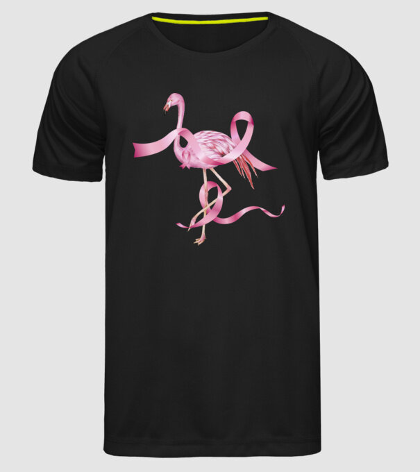 Împotriva Cancerului de sân flamingo model negru pe tricou