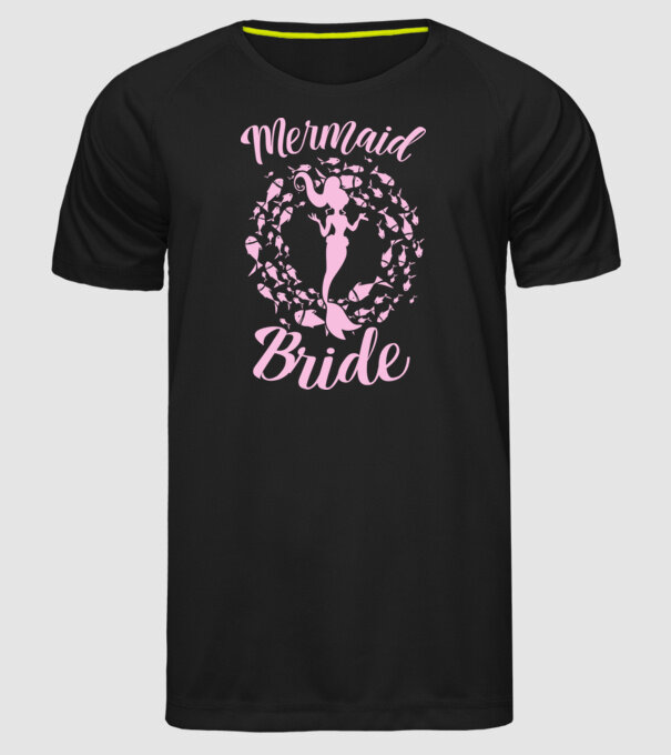 Mermaid Bride model negru pe tricou