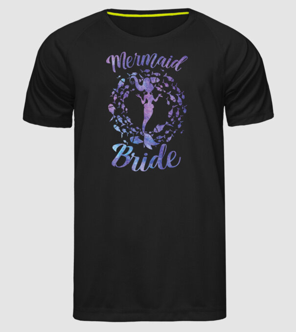 Mermaid bride aquarell model negru pe tricou