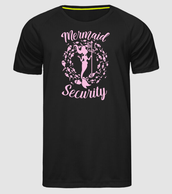 Mermaid Security girls model negru pe tricou