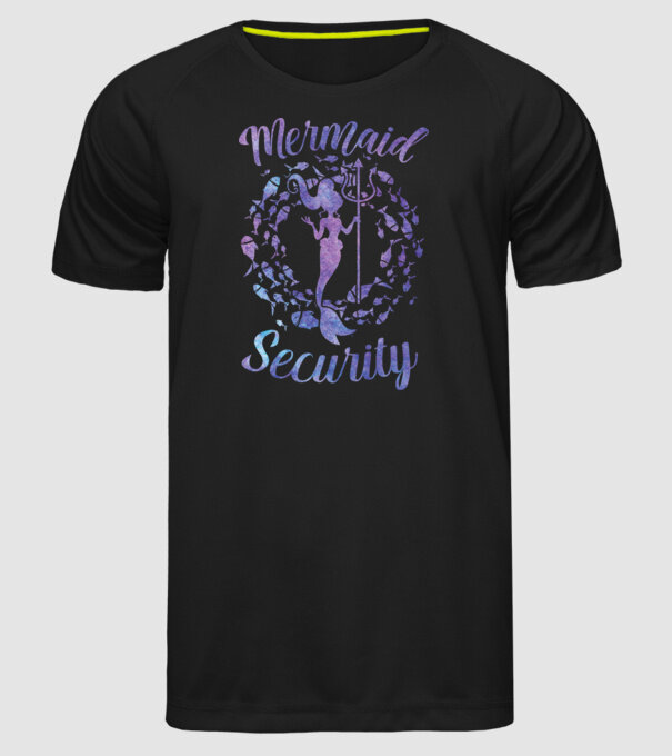 Mermaid Security girls aquarell model negru pe tricou