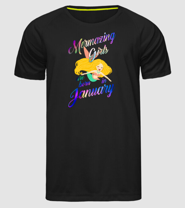 Mermazing girls are born january model negru pe tricou