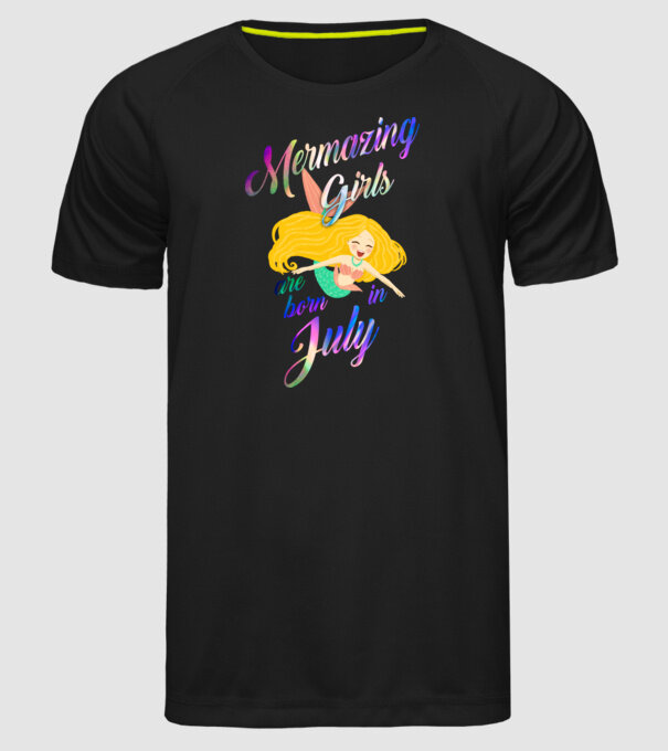 Mermazing girls are born july model negru pe tricou