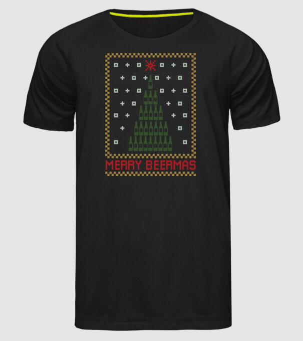 Merry Beermas model negru pe tricou