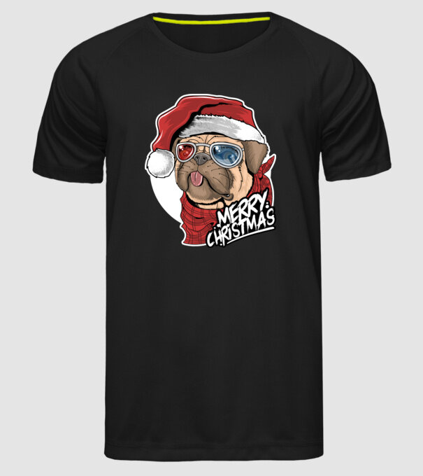 Merry Christmas Mopsz model negru pe tricou