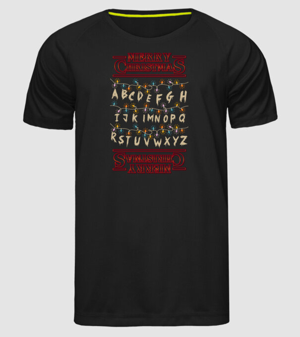 Merry Stranger Christmas model negru pe tricou