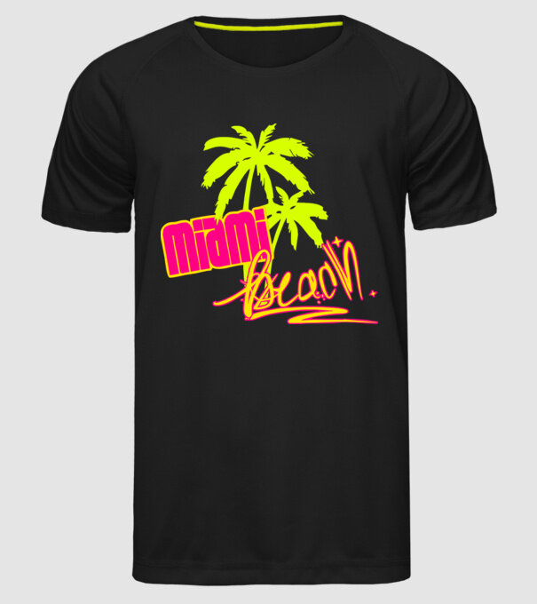 Miami beach model negru pe tricou