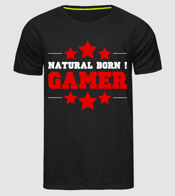 Natural born gamer model negru pe tricou