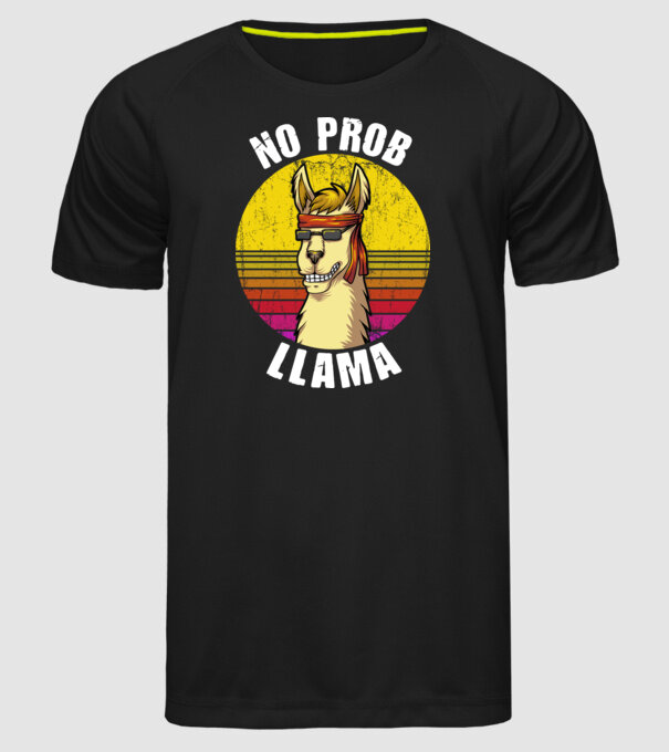 No Prob LLama - Láma model negru pe tricou