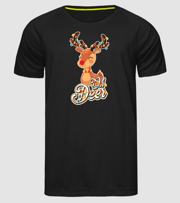Oh deer model negru pe tricou