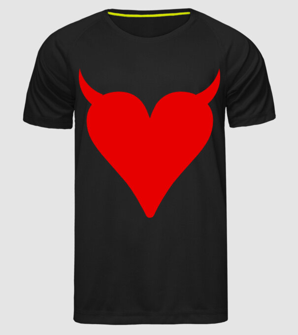 Inimă de diavol model negru pe tricou