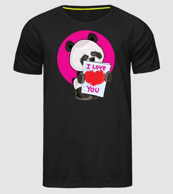 dragoste panda model negru pe tricou