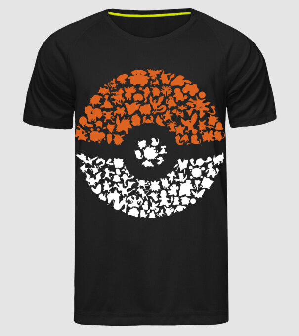 Pokeball model negru pe tricou