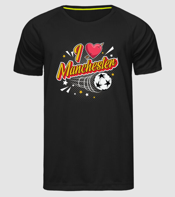 Popart Manchester model negru pe tricou