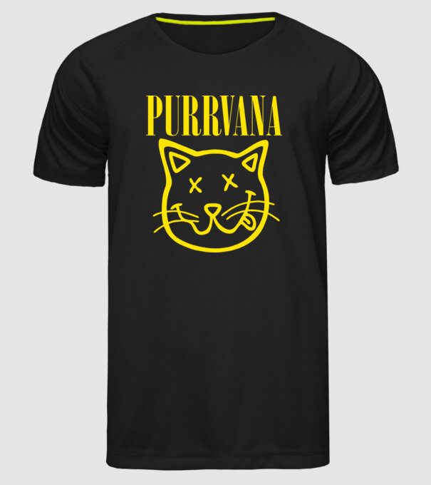 PURRVANA model negru pe tricou