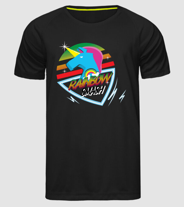 Rainbow smash model negru pe tricou