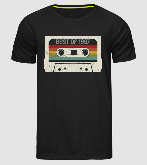 retro tape 1997 vintage model negru pe tricou