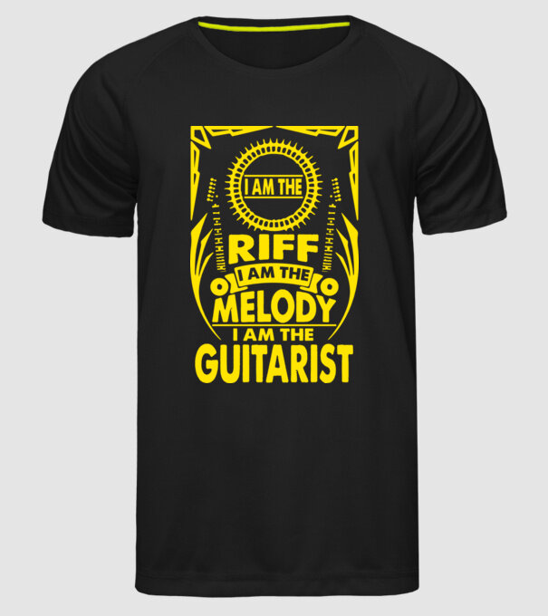Riff Melody Guitarist model negru pe tricou