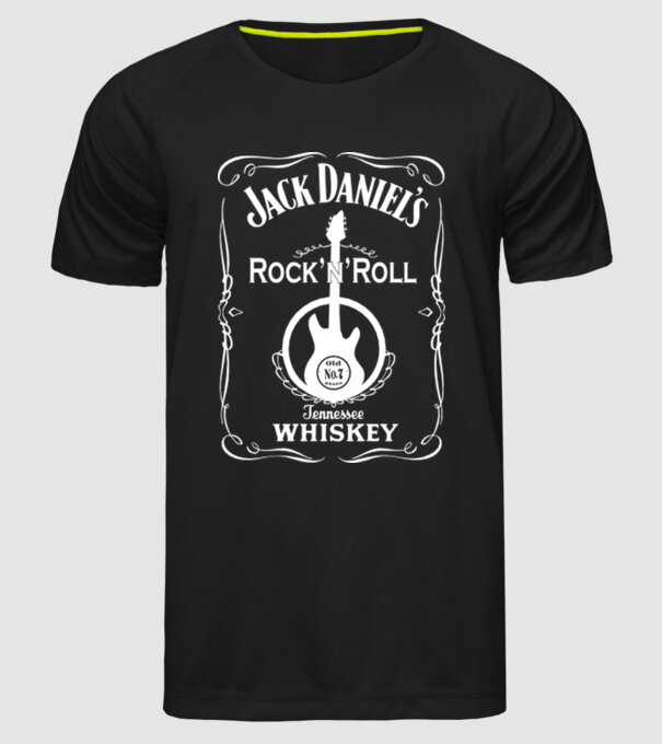 'Rock''n''Roll whiskey' model negru pe tricou