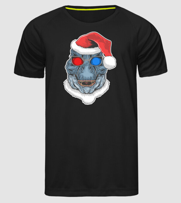 Santasaurus Rex model negru pe tricou