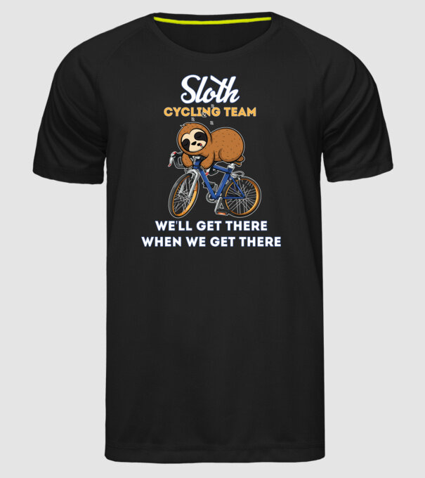 Sloth cycling team model negru pe tricou