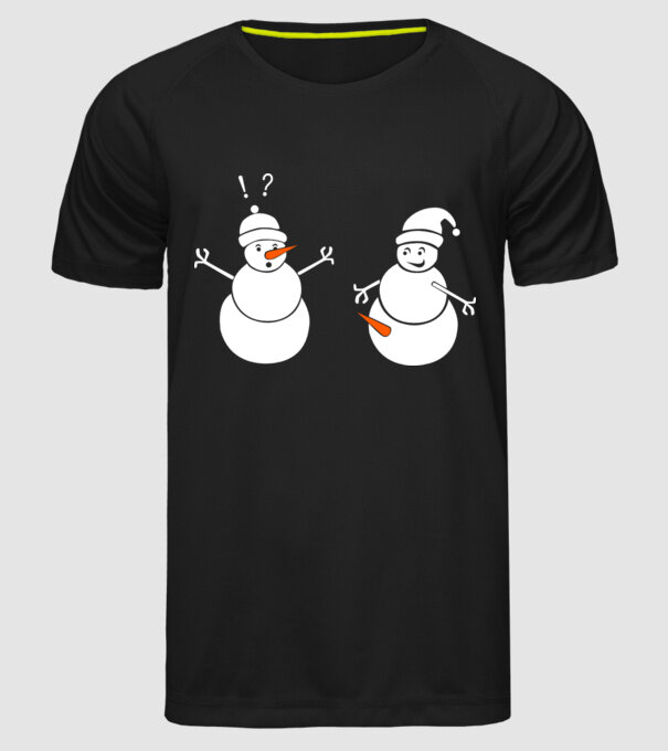 Snowman in action model negru pe tricou