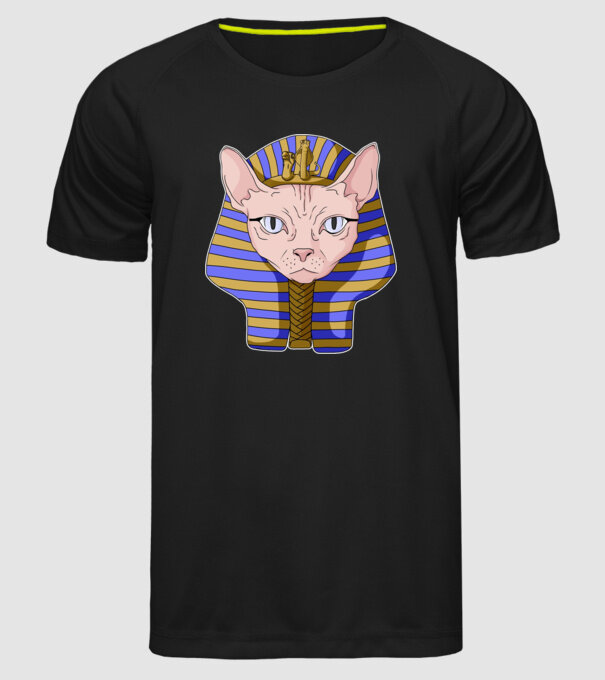 sphynx cat pharaoh model negru pe tricou