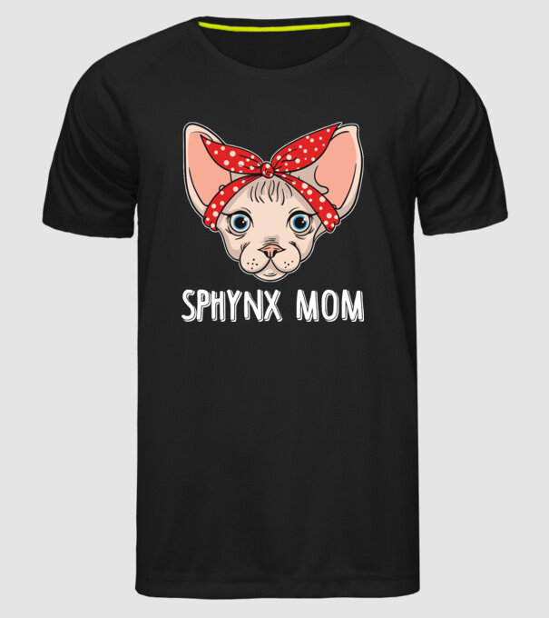sphynx mom model negru pe tricou