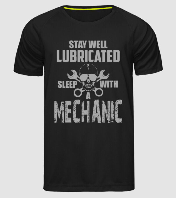 Stay well lubricated model negru pe tricou