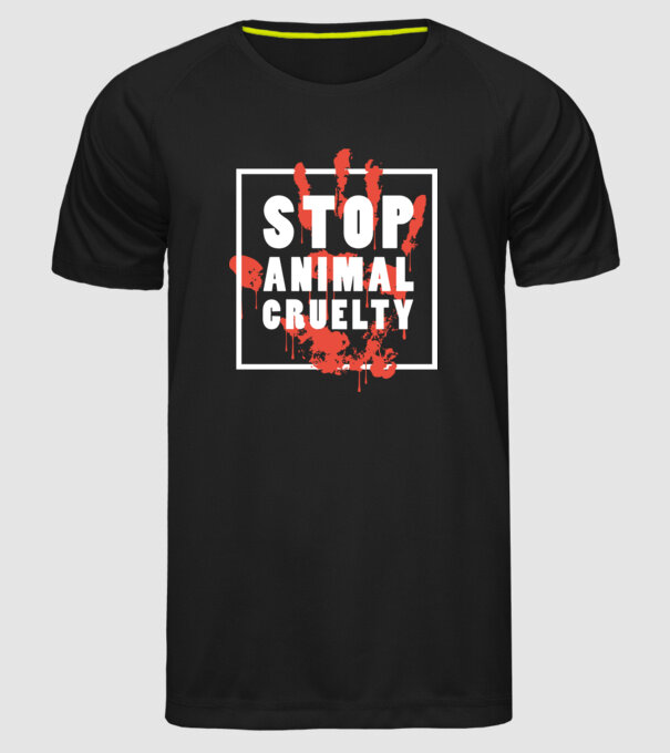Stop animal cruelty model negru pe tricou