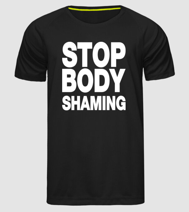 Stop body shaming helvetica model negru pe tricou