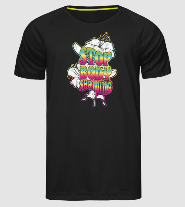 Stop body shaming lily model negru pe tricou
