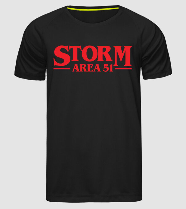 storm area 51 stranger model negru pe tricou