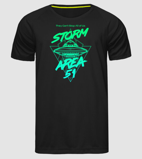 Storm area 51 ufo green model negru pe tricou