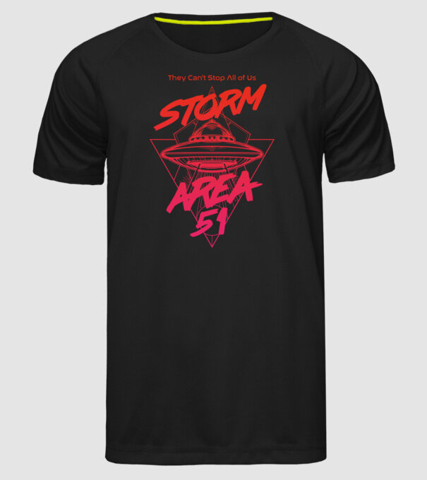 storm area 51 ufo orange model negru pe tricou