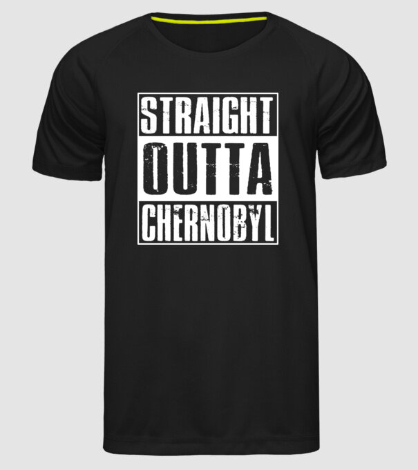 Straight outta Chernobyl model negru pe tricou