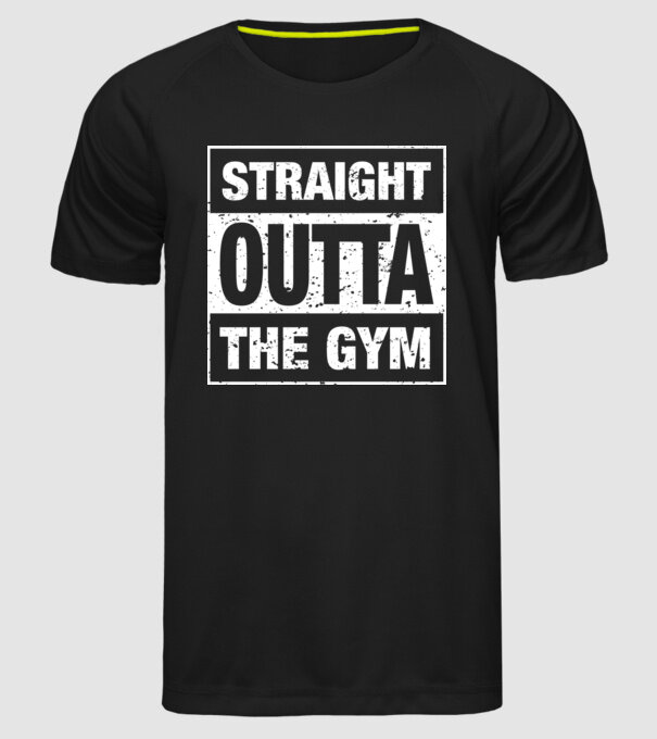 Straight outta gym model negru pe tricou