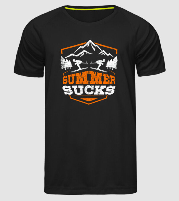Summer sucks model negru pe tricou