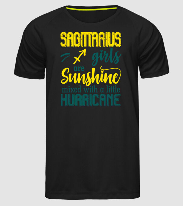 Sunshine with Hurricane SAGITTARIUS model negru pe tricou