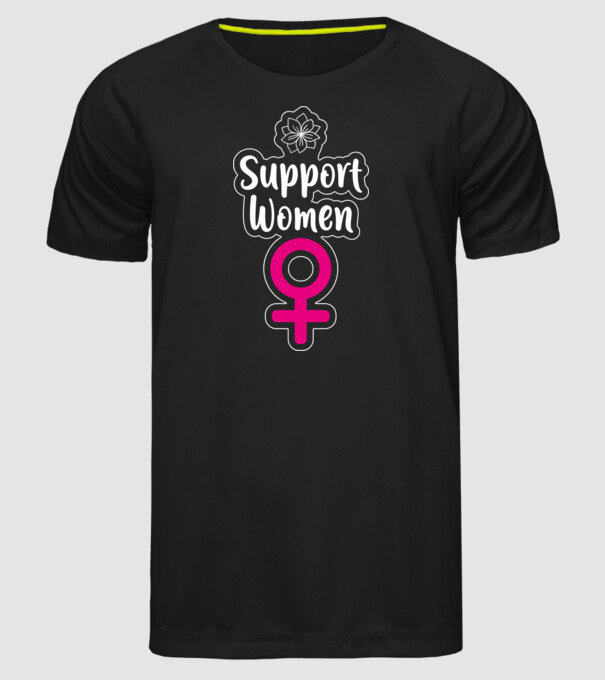 Support Women model negru pe tricou