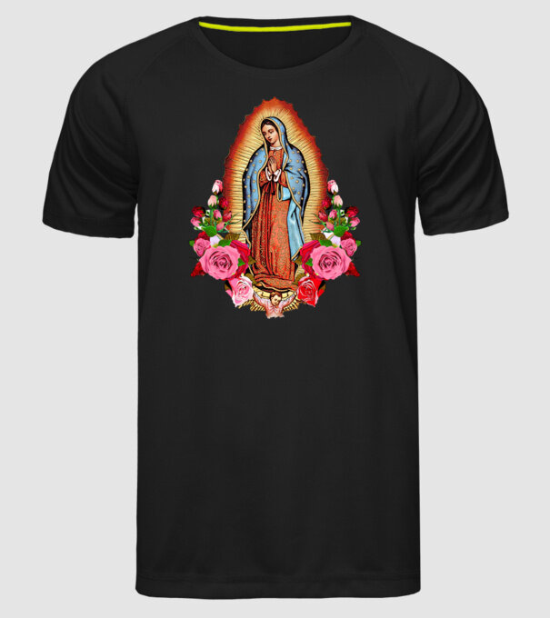 Fecioara Maria model negru pe tricou