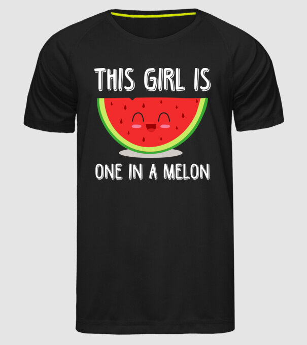 This girl is one in a melon white model negru pe tricou