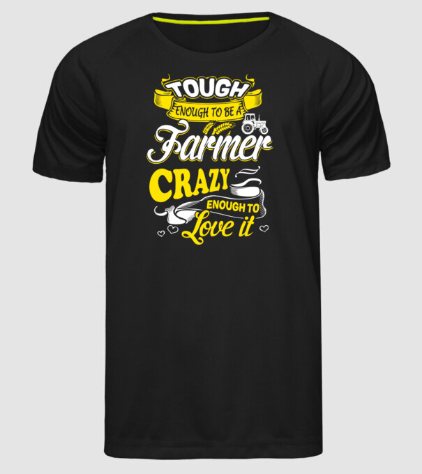 Tough enough to be a farmer Traktoros model negru pe tricou